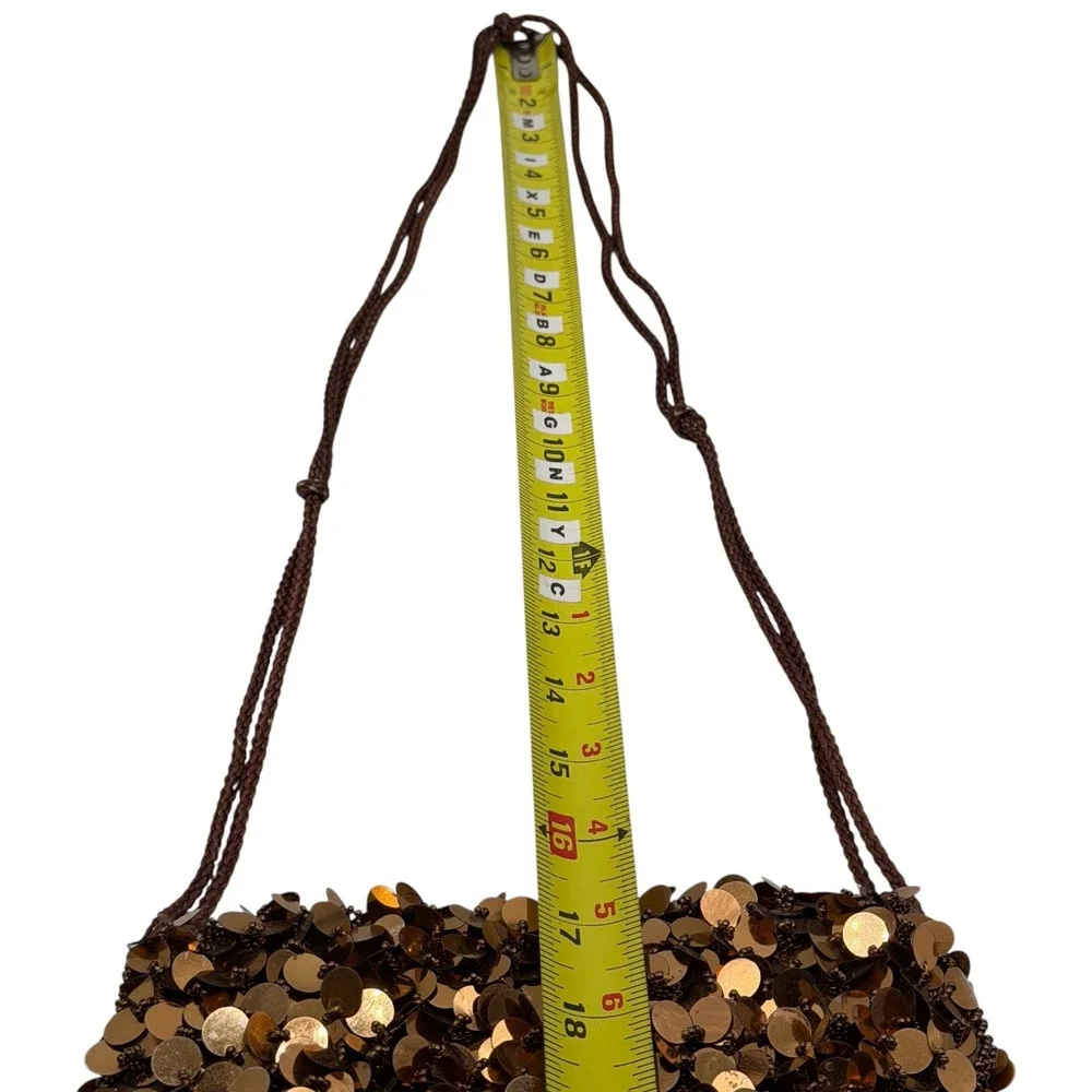 Walborg Vintage‎ Bronze Sequin Beaded Evening Bag Shoulder Purse Made in Macau